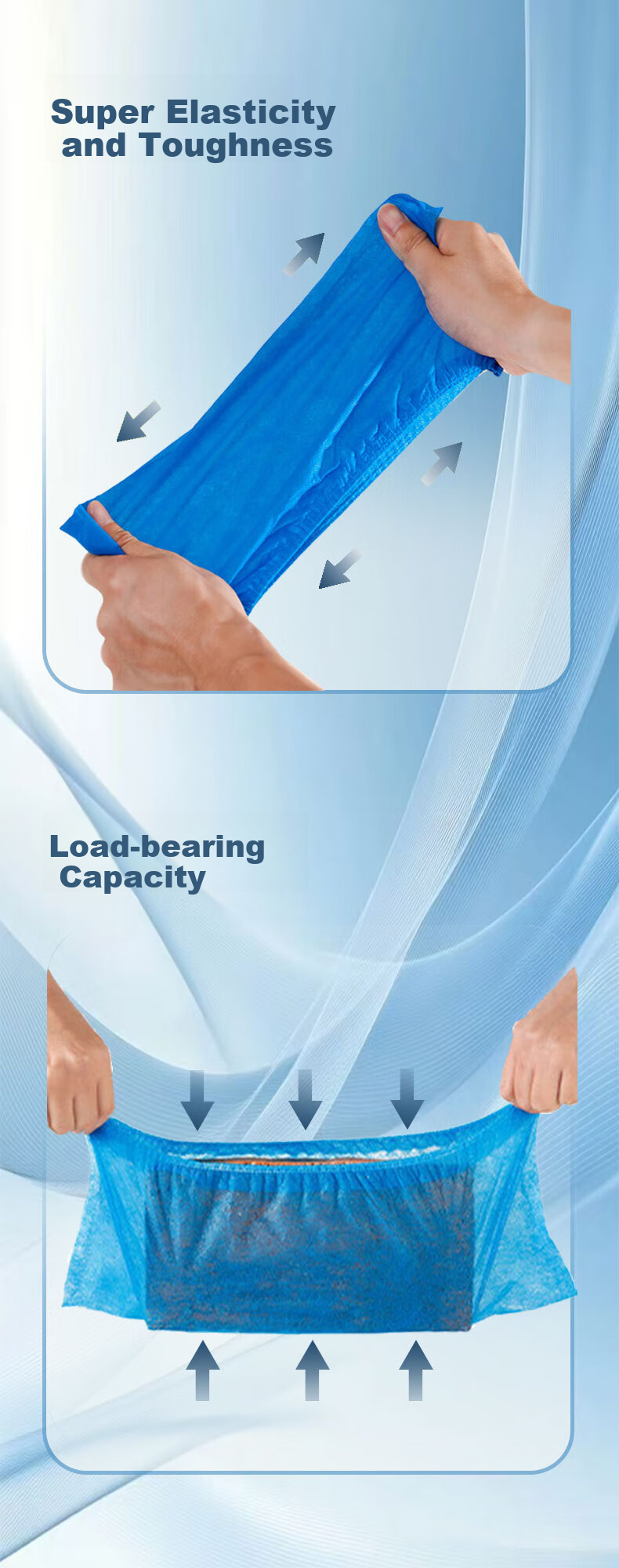Laobaojia Disposable Non-Woven Shoe Covers Dustproof Non-Slip Foot Covers One Size Blue 400g 100pcs 4