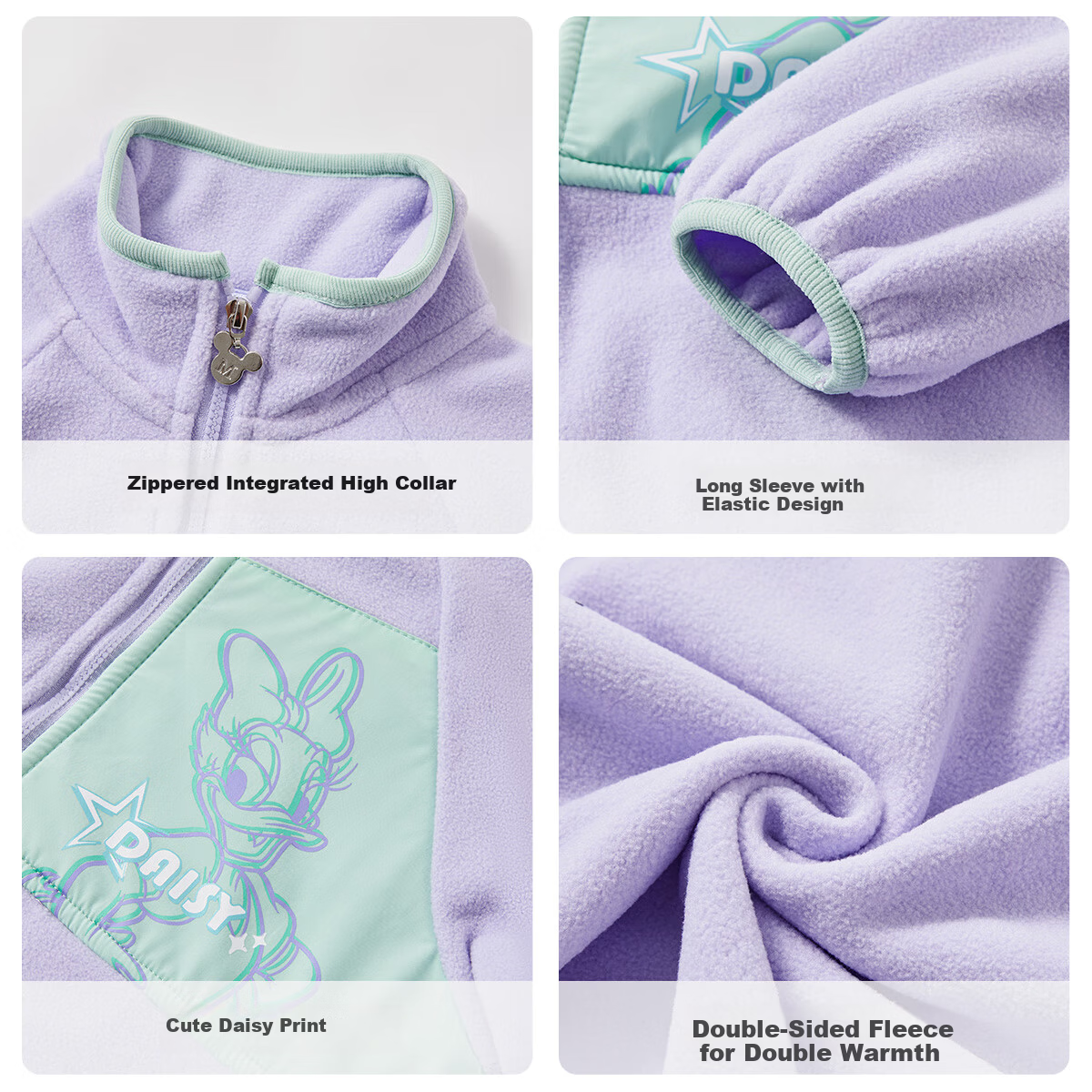 Disney Boys' Fleece Jacket Girls' Loose Warm Donald Duck Reversible Fleece Jacket Army Green 140