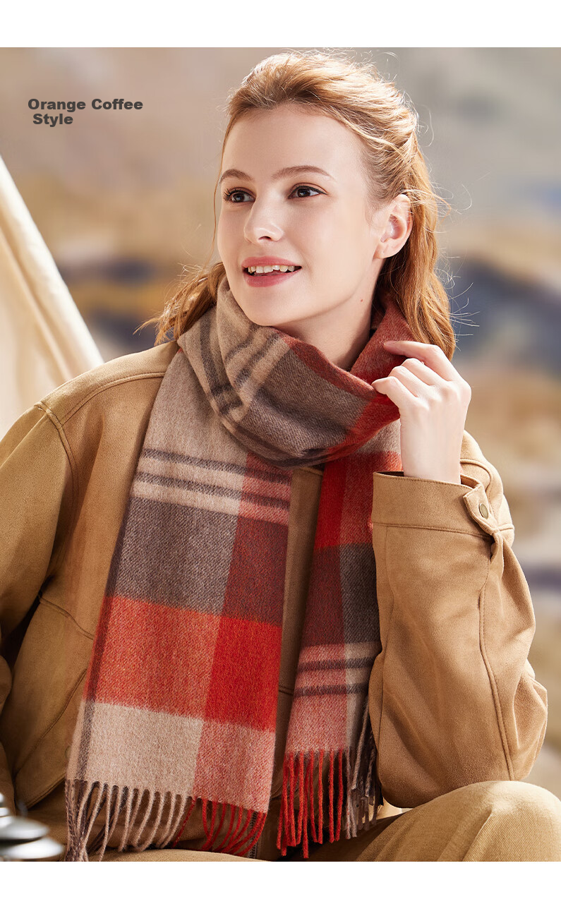 Hodo 100% Pure Wool Women's Plaid Scarf Warm Cold-Resistant Neck Warmer Gift Box for Girls New Year Birthday Present 18