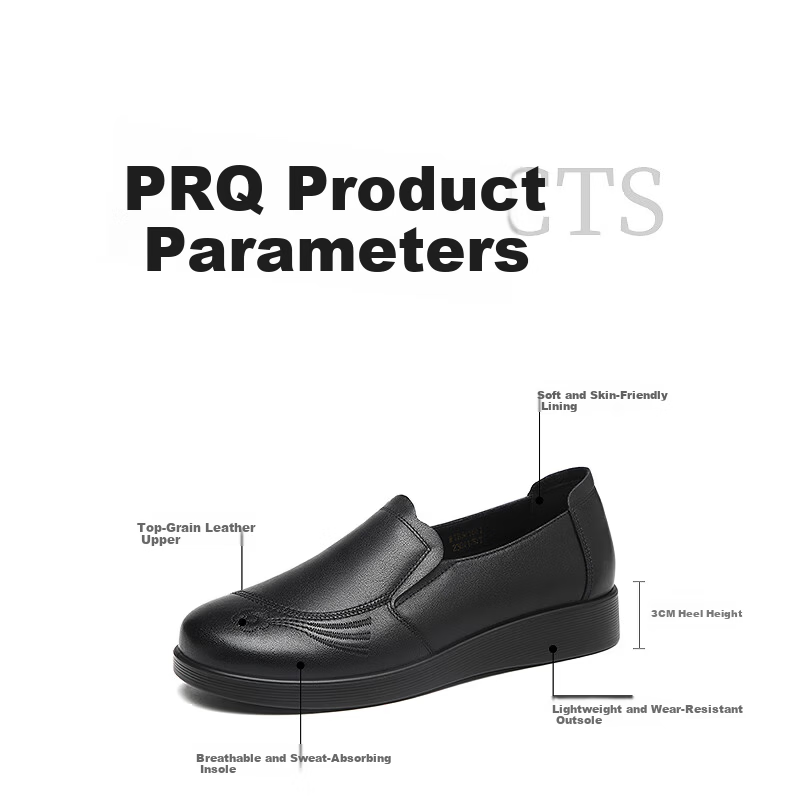 RED DRAGONFLY Elderly Women's Shoes Middle-aged Flat Soft Sole Leather Shoes WTB341881 Black Size 38 3