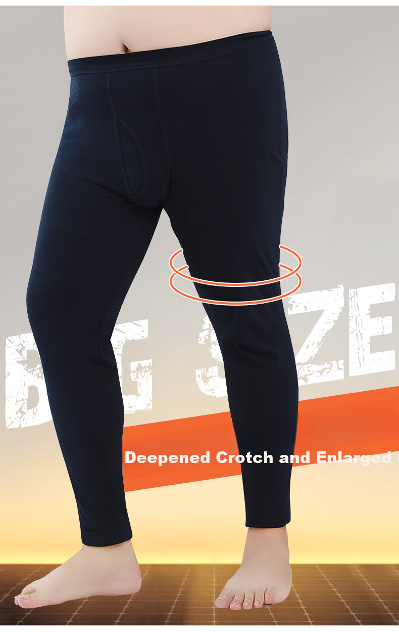 Hengyuanxiang Plus Size Autumn Men's 100% Cotton Thin Antibacterial Warm Underwear Set Spring and Autumn 7