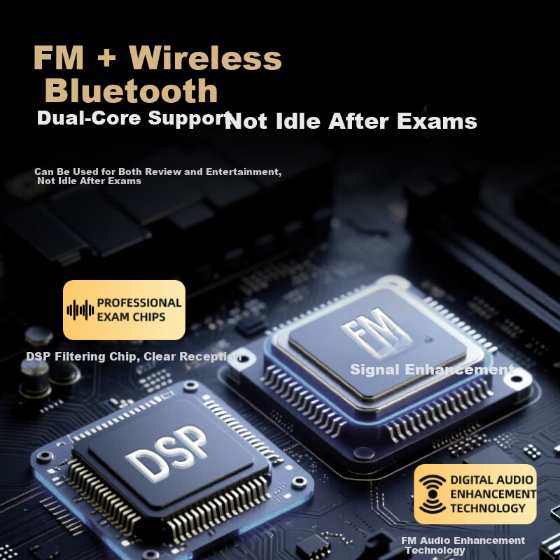 Kewo CET-4 and CET-6 Listening Headphones Adjustable Frequency FM Exam Dedicated University Student Over-Ear Bluetooth Wireless Noise-Cancelling Radio for Graduate Exam TOEFL IELTS