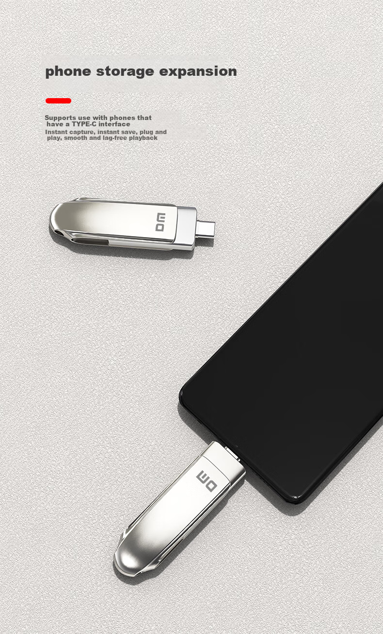 DM Damai 256GB USB 3.2 High-Speed Solid State Flash Drive FS520 Metal Car Computer USB Drive 520MB/s Read Speed 1