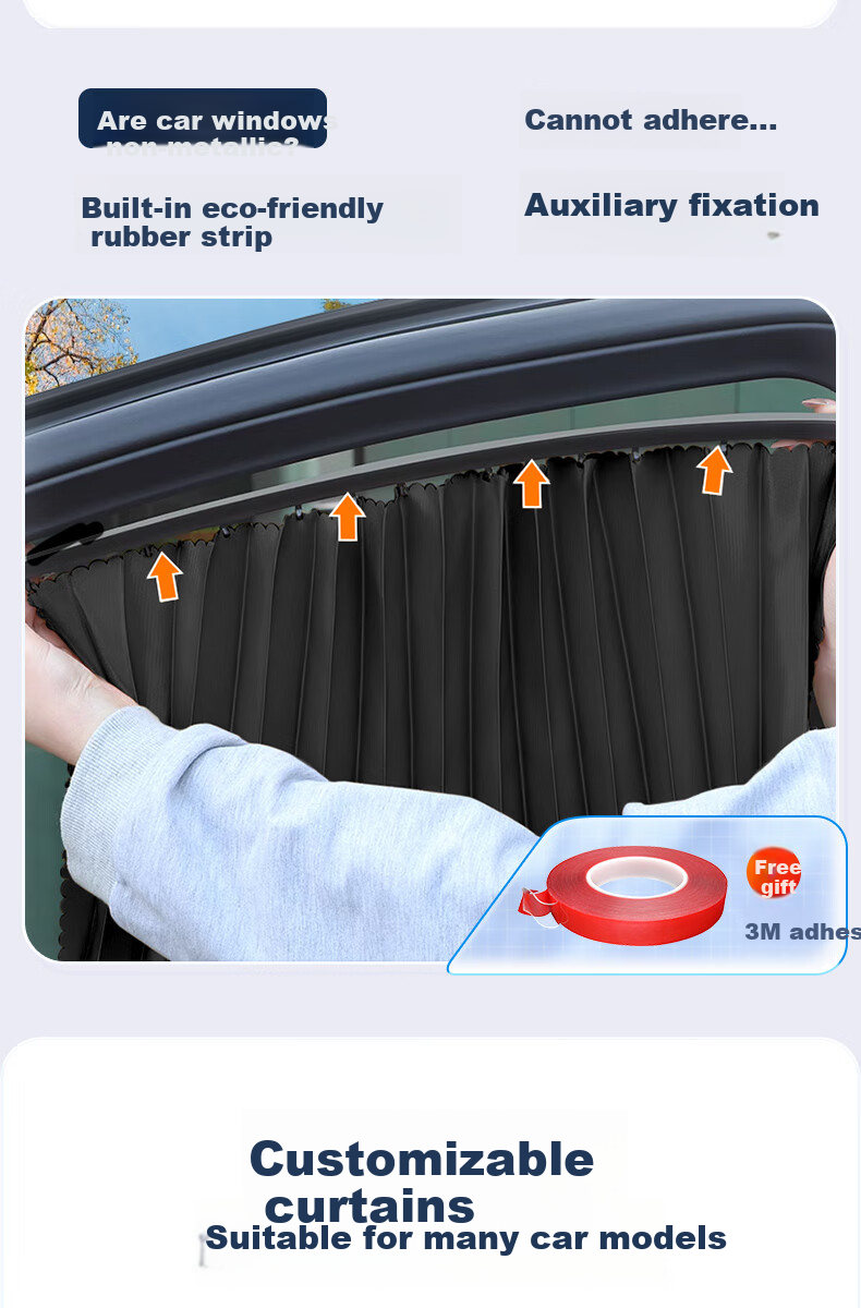 Jiabalan Car Sunshade Set of 4 - Magnetic Side Window Sunshade, Heat Insulation, Mosquito Protection, Privacy, Automatic Retractable Sunshade Curtain 5