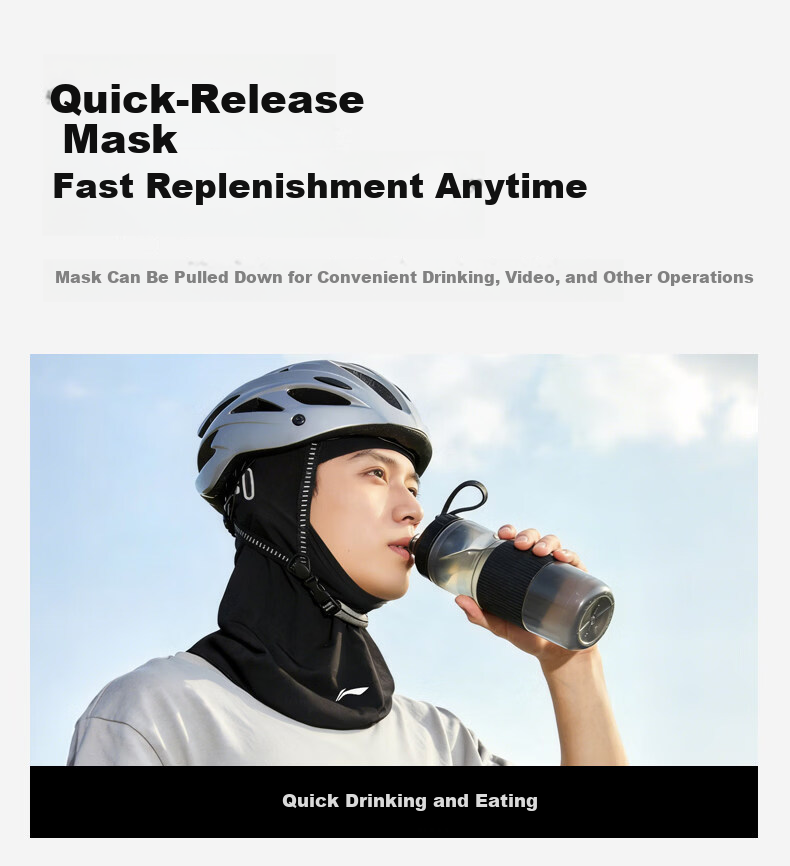 LI-NING Sun Protection Face Mask Cycling Headwear Ice Silk Full Face Cooling Outdoor Motorcycle Helmet Liner Bicycle Headscarf 14