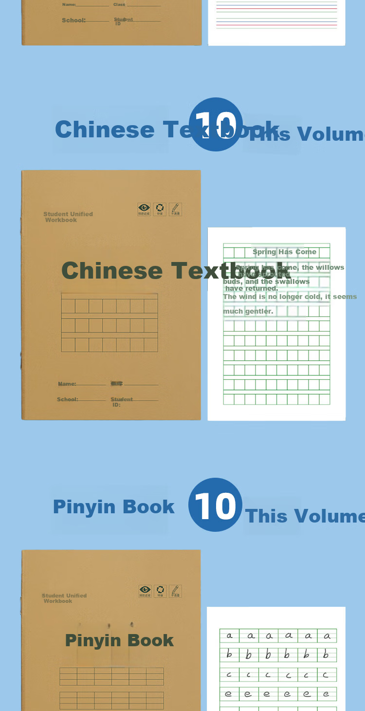 Jufu 36K 14 Sheets 10-Line Notebook English Exercise Book for Primary School Students Kraft Paper 10-Pack Children's Day Gift 5