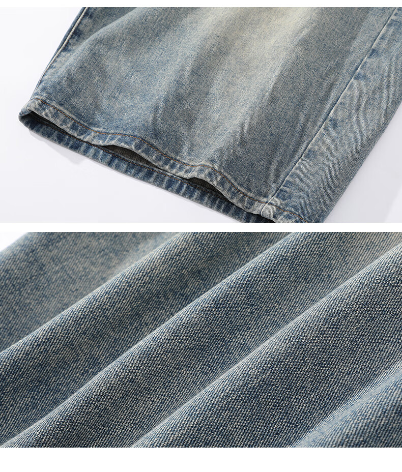 Charles Heart American Vintage Gradient Denim Cropped Pants Mid-Waist Loose Draped Wide-Leg Slimming Versatile Shorts Light Blue 2XL 22
