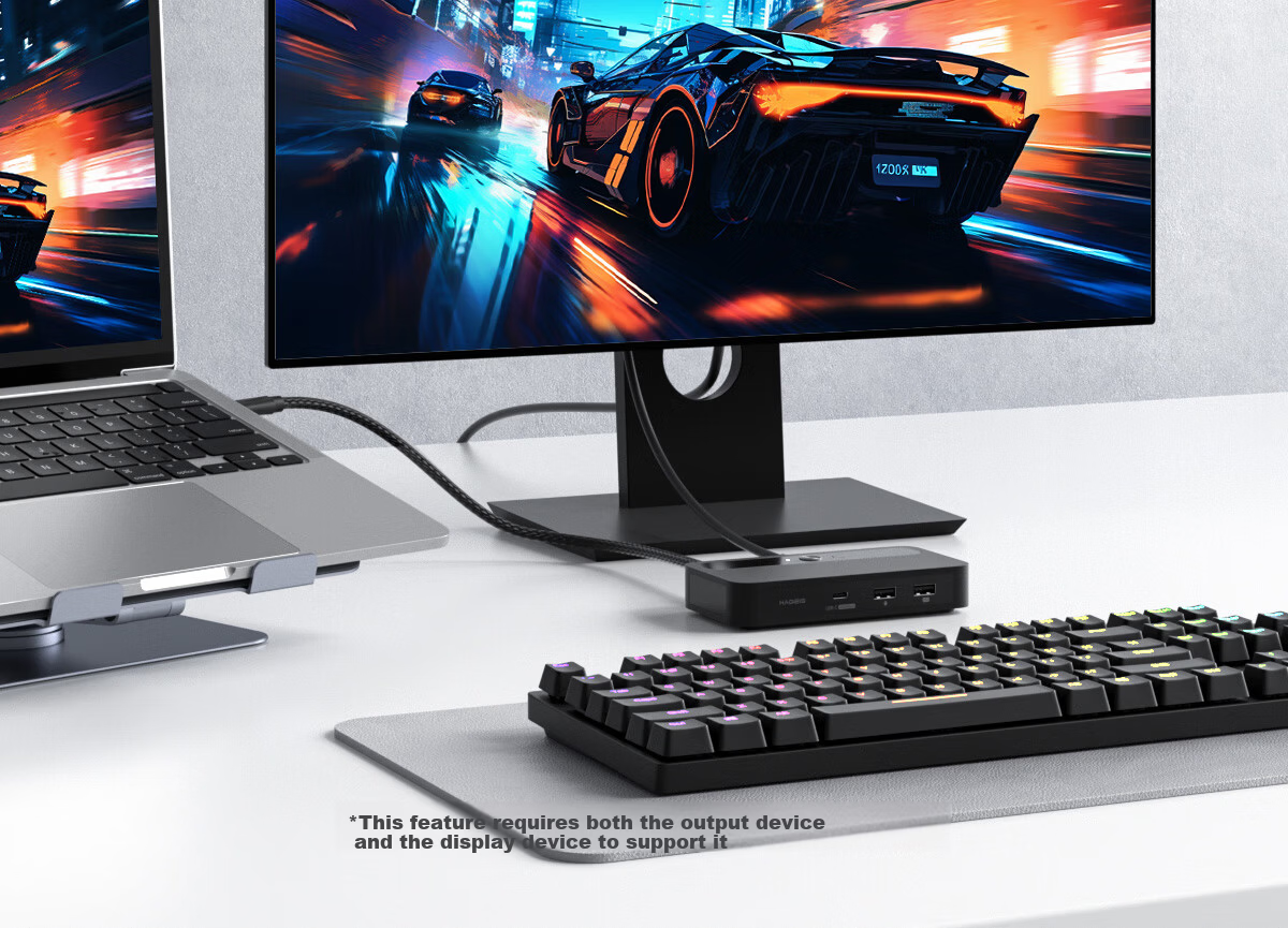 Haibeisi KVM Switch 2-in-1 Out Type-C Docking Station USB Keyboard Mouse HDMI Display Sharing Switcher for Switch2 Laptop Dual Host 18