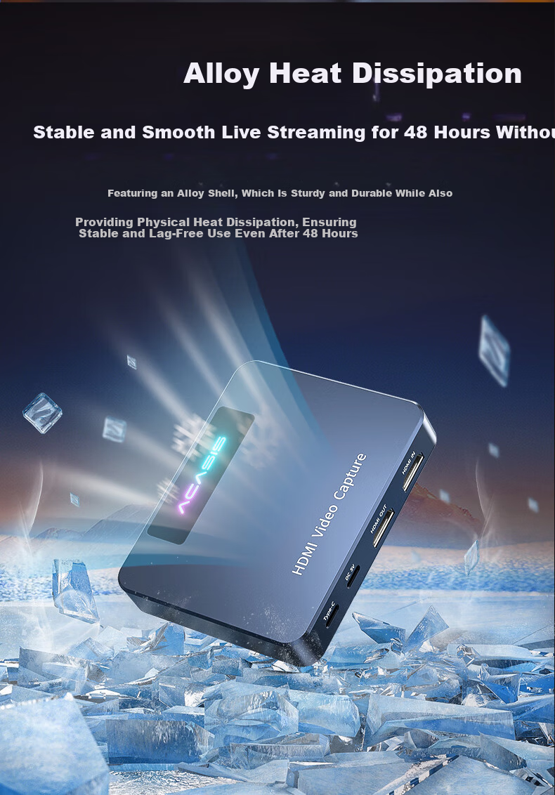 Acasis Dual-Channel HDMI Capture Card, 4K 60Hz Vertical Audio Pickup Capture Card, Compatible with Cameras And DSLR Cameras, for Teaching, Meetings, Dual-Site Live Streaming And Recording Box VC-018Max 5