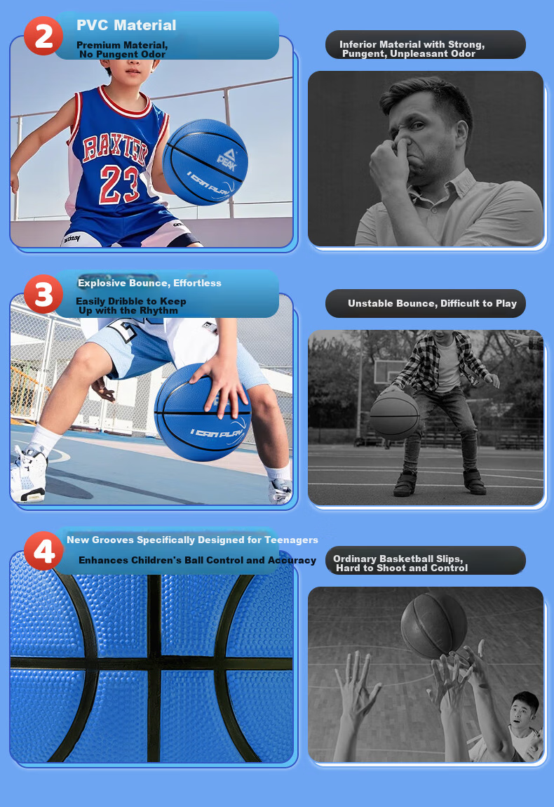 Peak Basketball Kids No.5 Game Indoor Outdoor Wear-Resistant Cement Court Youth Outdoor Size 5 2