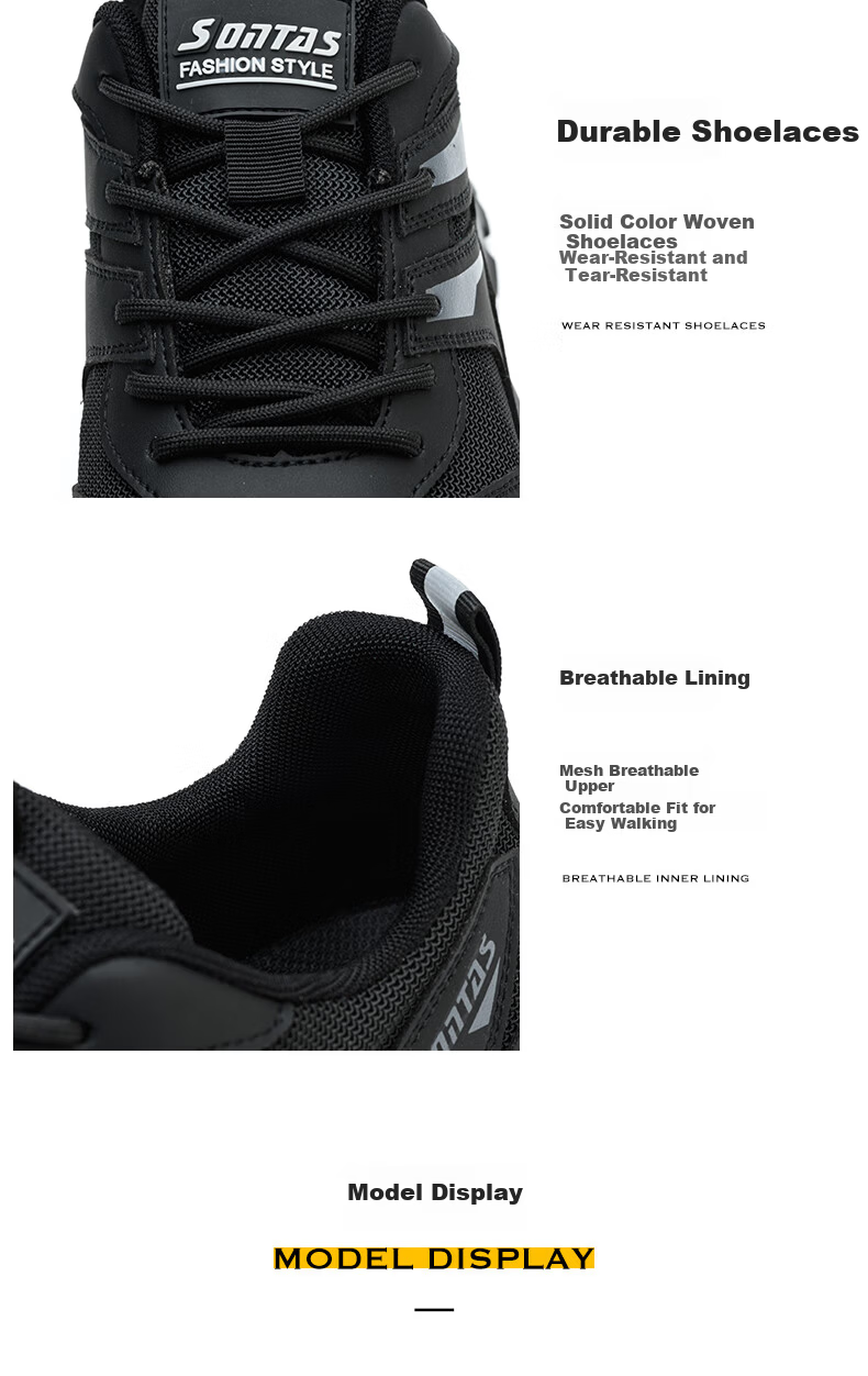 SONTAS Lightweight Safety Shoes for Men Summer Breathable Mesh Anti-Smash Anti-Puncture Steel Plate Steel Toe Insulated Work Wear Durable Soft - Khaki Four Seasons [Anti-Smash Anti-Puncture] Size 42 10