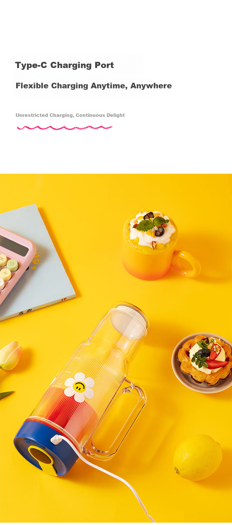 GLASSLOCK GAILANG & WiggleWiggle Collaboration Juicer Cup Ice Tumbler Car Portable Juicer Glass Juice Cup 12-Blade 304 Stainless Steel Ice Crusher 17