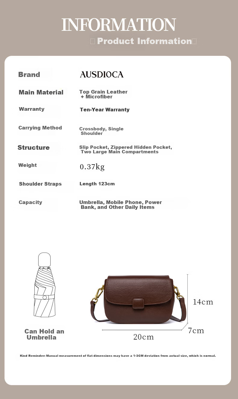 AudiJia Genuine Leather Saddle Bag Women's 2026 Crossbody Commuter Fashion Versatile Shoulder Bag Birthday Gift for Women 6