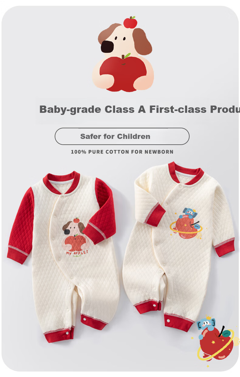 Benjewel Baby Clothes Spring Autumn Warm Quilted Bodysuit Seamless Baby Romper Warm Yuma Bear Size 59 3