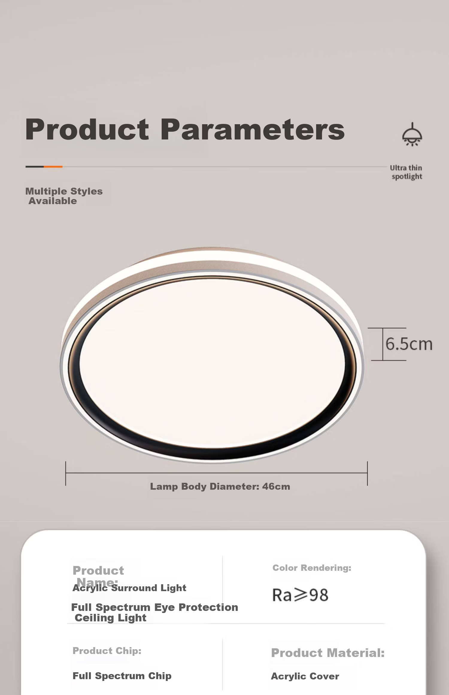 Laberta Full Spectrum Ceiling Light Bedroom Simple Modern Eye Protection Anti-Glare Children's Room Lighting Remote Control Stepless Dimming - 80W 26