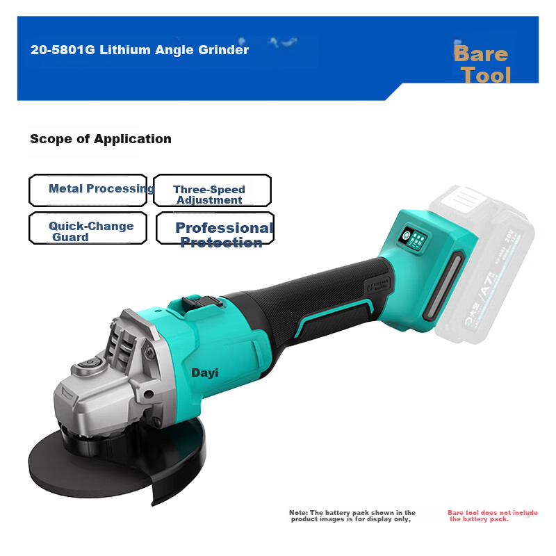 Dayi Angle Grinder Lithium Battery Cordless Electric Cutting Polishing Machine High Power 5801G Bare Tool