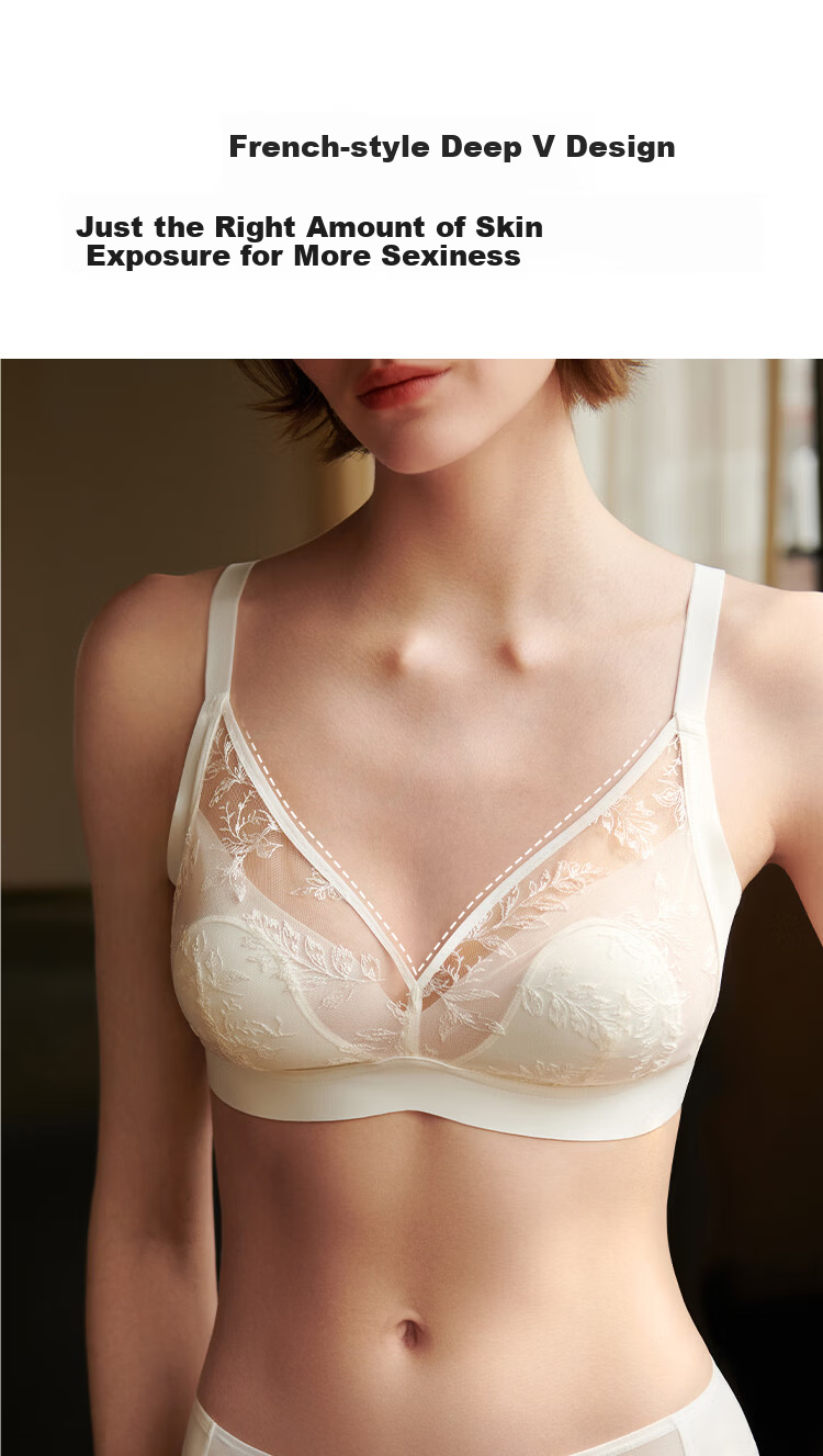 Ubras Yu Shuxin Sunlight Vanilla Lace Bunny Ear Cup Large Bust Minimizing Wireless Bra Mother's Day Edition 10