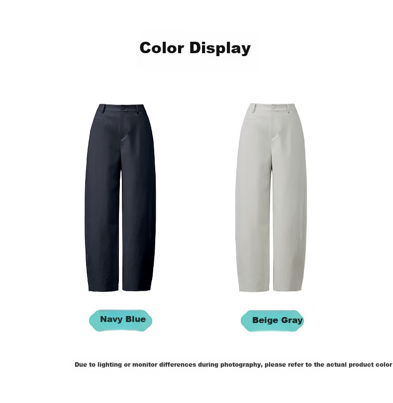 ESE-Y High Waist Cocoon Pants Women 2026 Spring New Slimming Straight Leg Cropped Harem Casual Pants Navy Blue Size 30 21