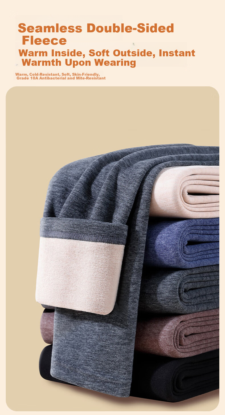 LangSha Men's Thermal Long Johns 2-Pack Wool and Silk Blend, Grade 10 Antibacterial, Anti-Mite, Anti-Static, Fleece-Lined Warm Pants 10