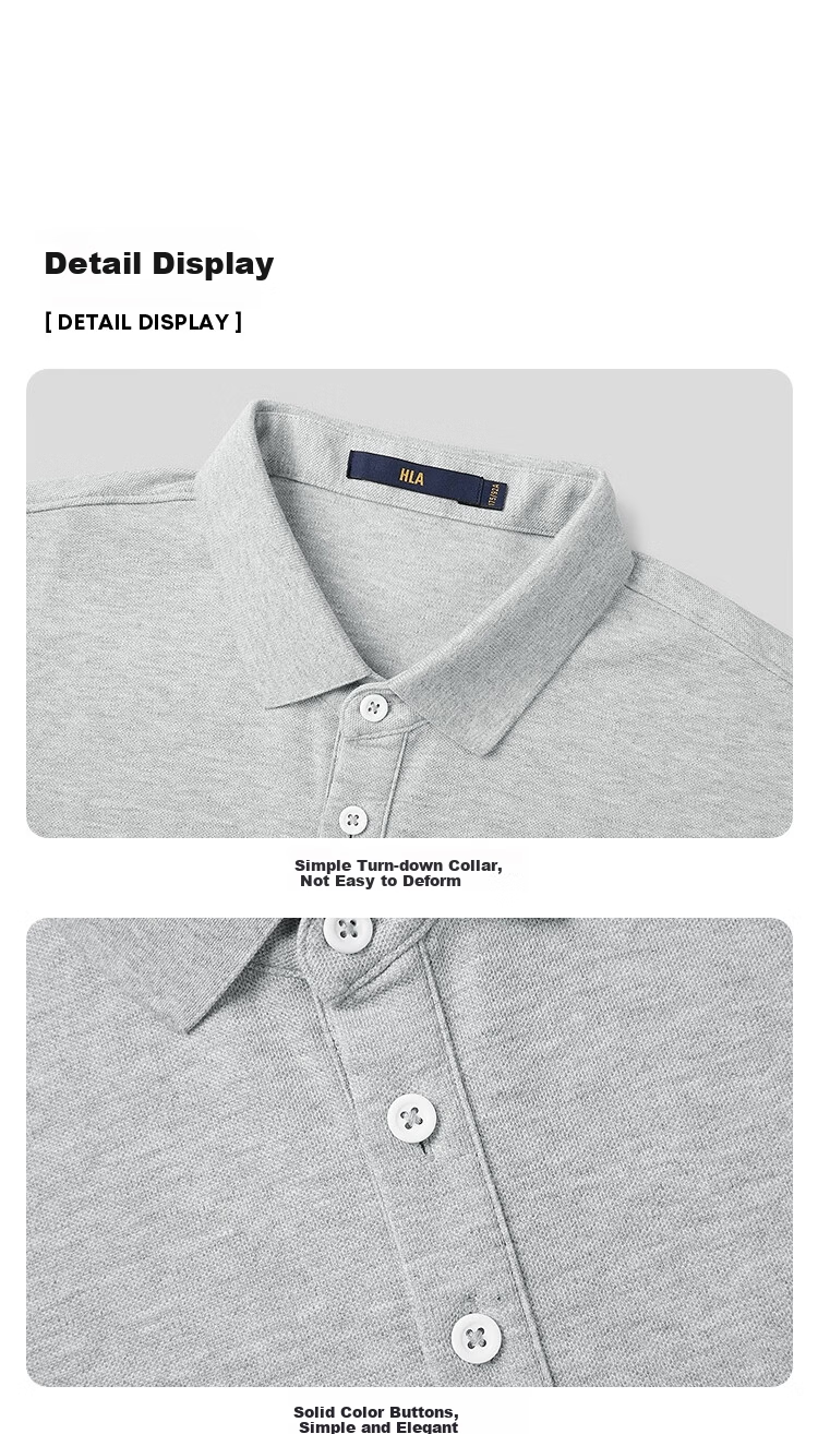 HLA Hailan Home Men's Short Sleeve Polo Shirt National Premium Lapel Summer Short Sleeve 5