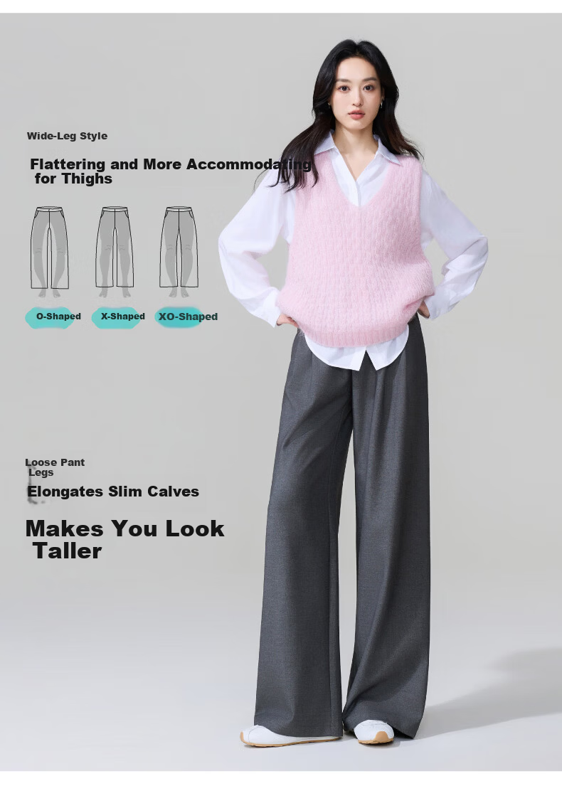 ESE-Y Lyocell Acetate Wide-Leg Suit Pants for Women 26 Spring New High-Intelligence Commuting Wide Straight Pants Gray 31 10
