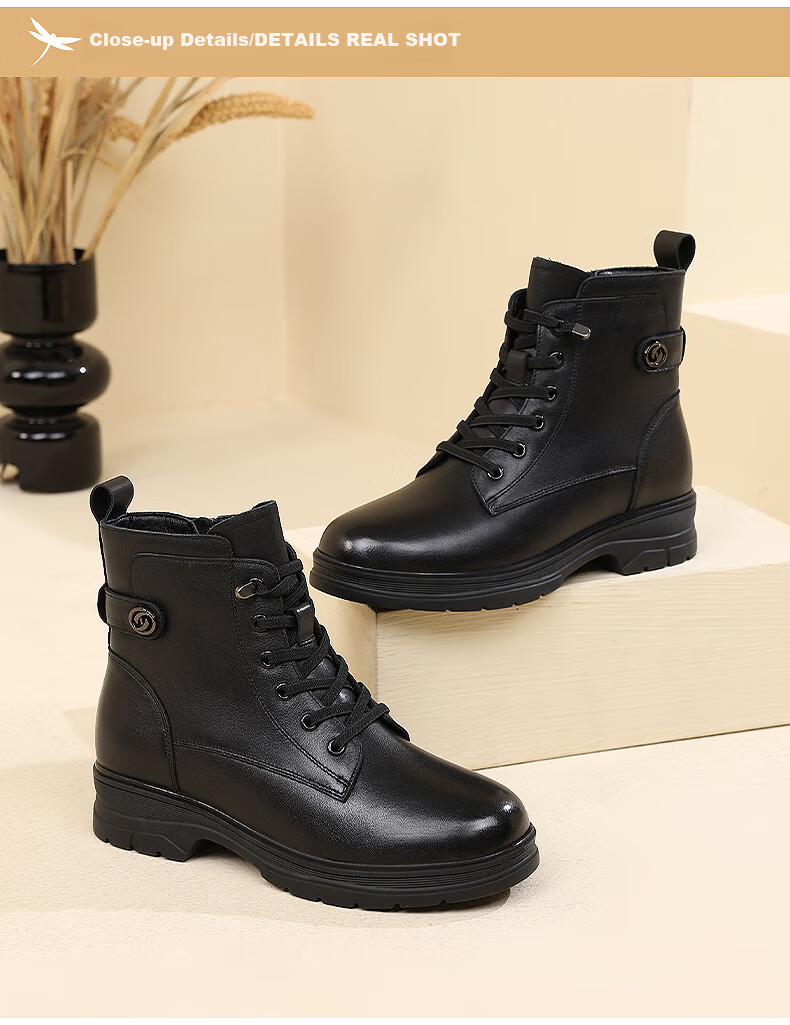 Red Dragonfly High-Top 6-Eyelet Martin Boots Women Fleece-Lined Warm Cotton Short Punk Style Leather Boots WTC434041H 6
