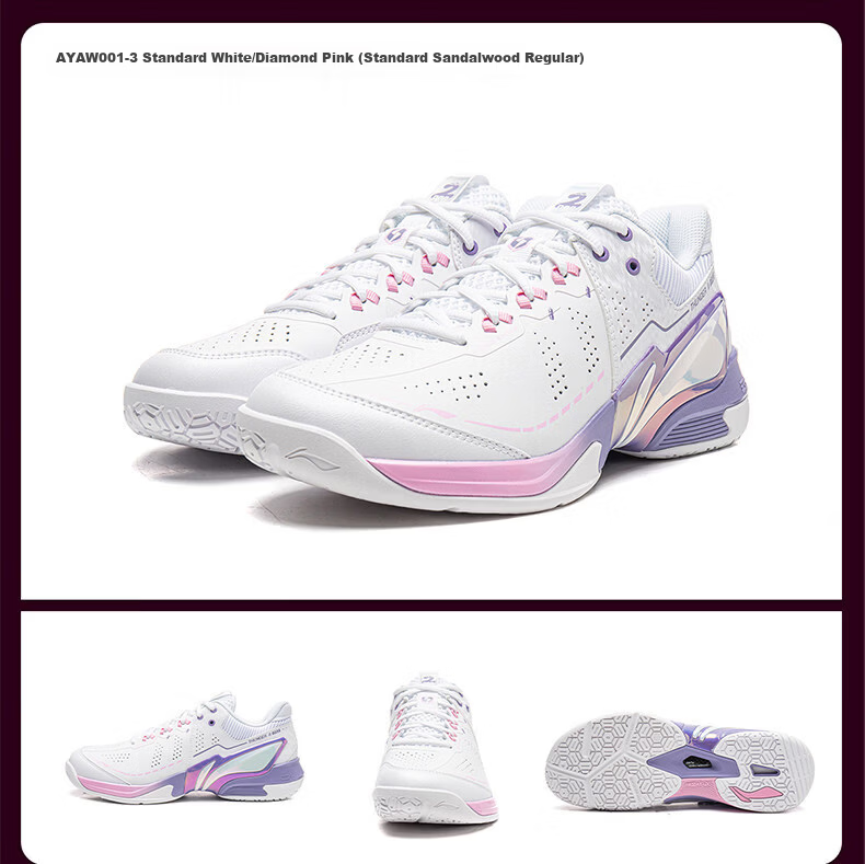 LI-NING Badminton Shoes Thunder 2 Pro Standard White/Pink AYAW001-3 Size 37 9