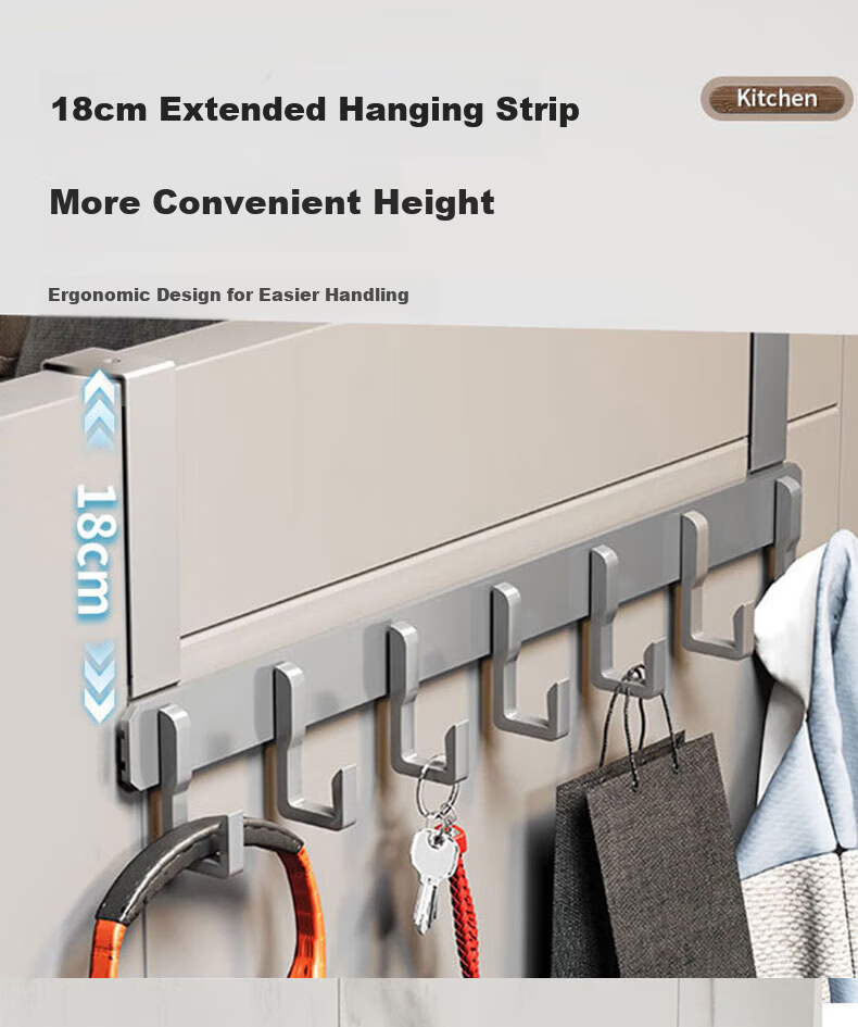 Xinpei Space Aluminum Over Door Hook Hanger Bedroom Door No Drilling Back Door Bathroom Storage Rack 7