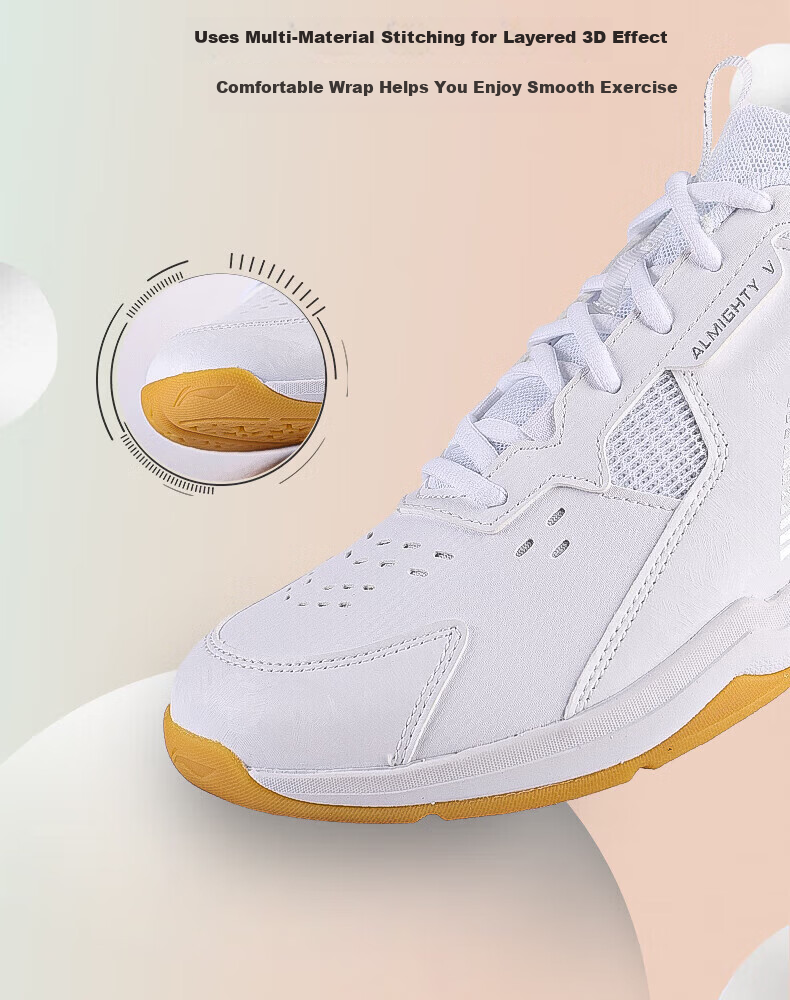 LI-NING Badminton Shoes All-Rounder V Shock Absorption Non-Marking Wear-Resistant Anti-Twist Non-Slip Professional Training Sports Shoes for Men 7