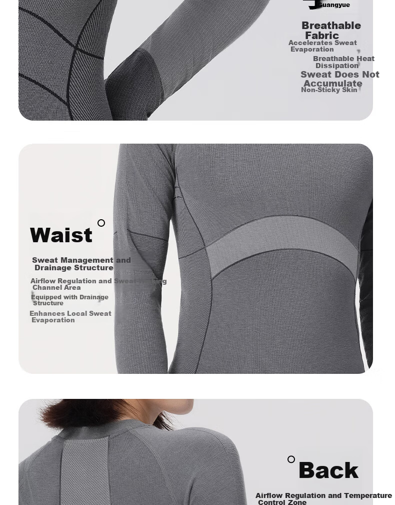LangSha Outdoor Skiing Quick-drying Clothes Men and Women Functional Underwear Moisture-wicking Sports Mountaineering Running Warm Underwear Set 3