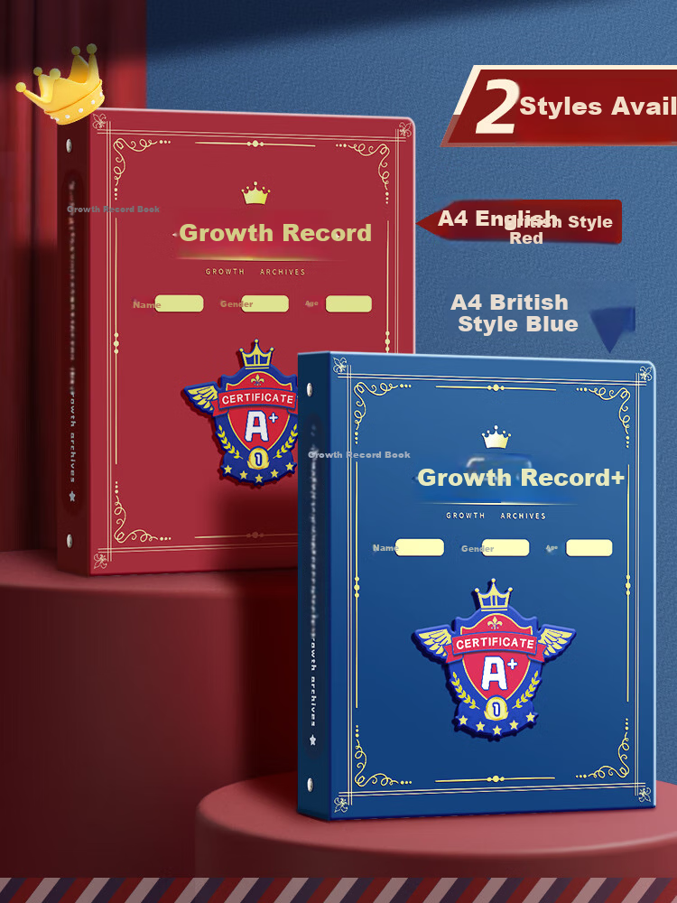 Shuxing A4 British Growth Record Album, Loose-Leaf DIY Manual, Kindergarten Baby Transparent Photo Album, Commemorative Book, Certificate Collection Book, Boys And Girls Artwork Photo Storage Album 1