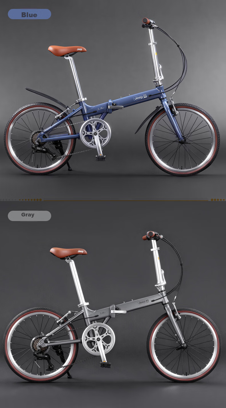 JEEP Jeep Folding Bicycle Unisex Ultra-Light Portable City Foldable Bike Lightweight Riding Taro Purple 20-Inch 7-Speed 5