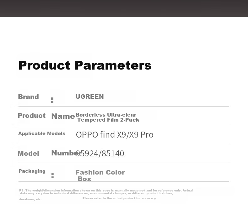 UGREEN Tempered Glass Screen Protector for OPPO Find X9 Full Screen HD Anti-Fingerprint Explosion-Proof Drop-Resistant Sensitive Touch Film 95924 6