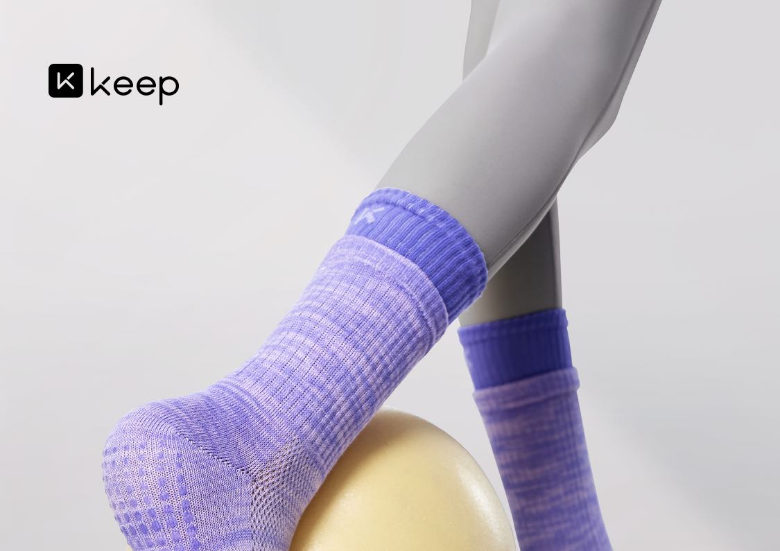 Keep Spliced Mid-Calf Five-Toe Yoga Socks Light Tea Brown One Size Fits 35-39 1