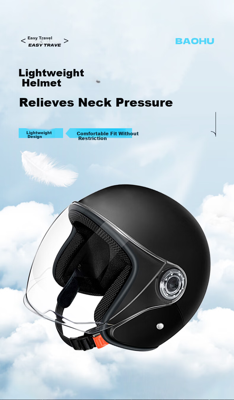 BAOHU Electric Vehicle Helmet 3C Certified Unisex Four-Season Adult Motorcycle Full Face Helmet 301 Midnight Black Winter Warm Full Helmet 12