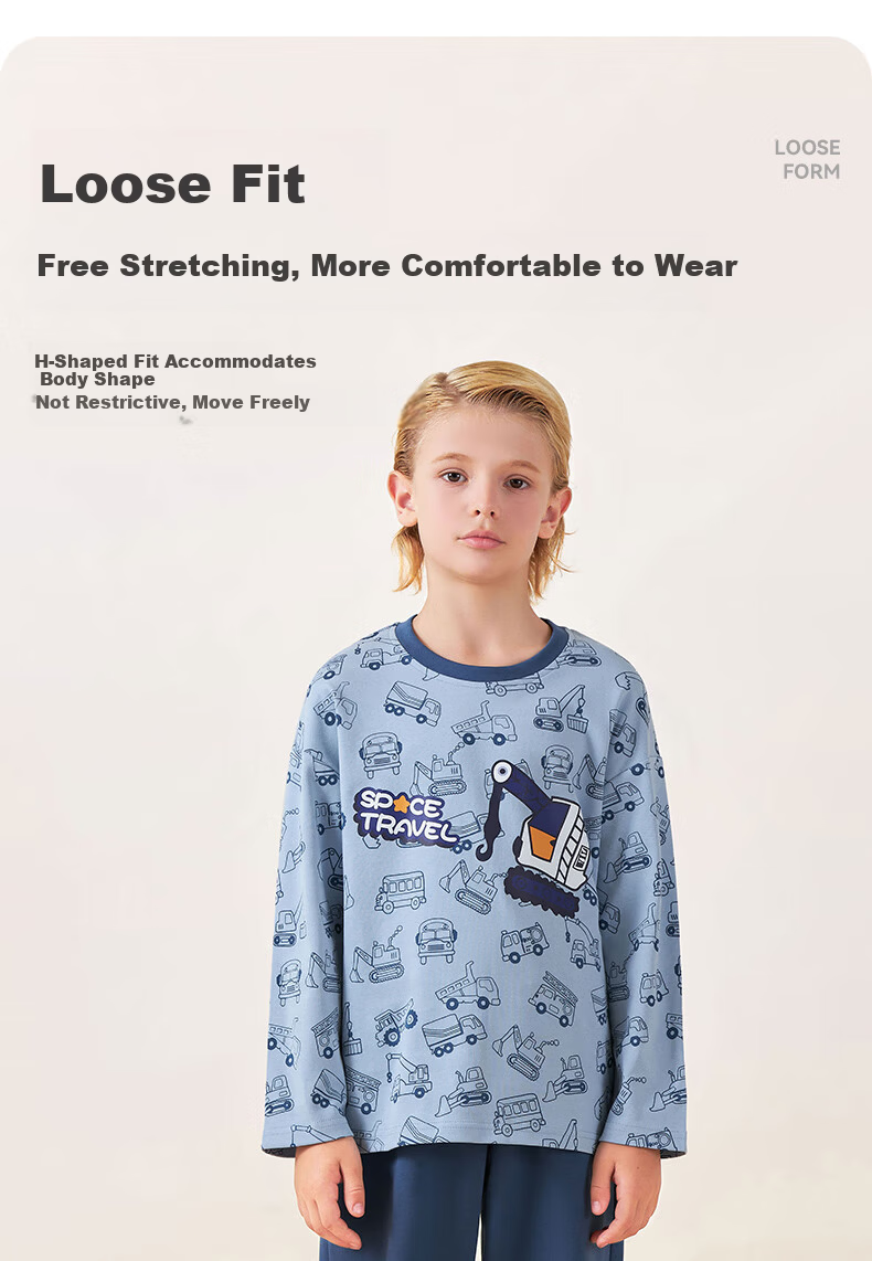 LangSha Kids Pajama Set Boys Girls Pure Cotton Crew Neck Spring Autumn Long Sleeve Homewear 170 8