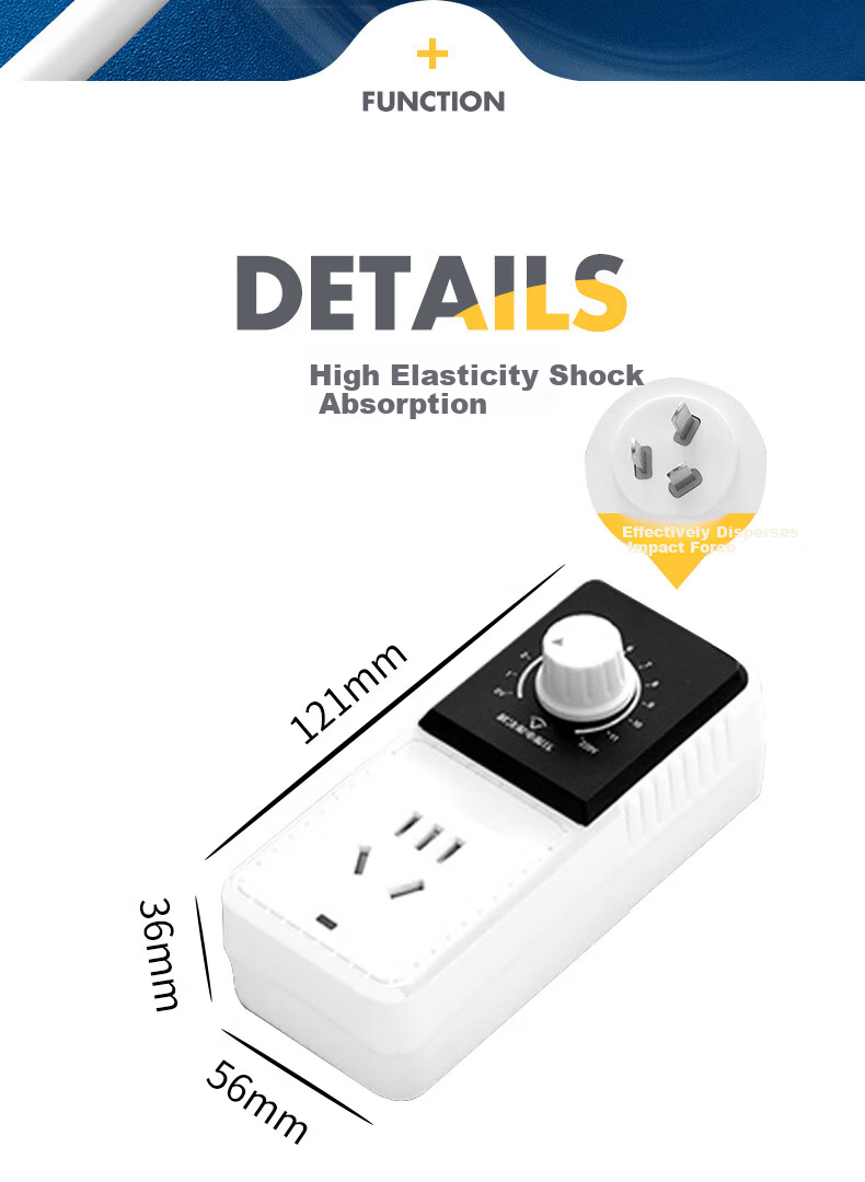 Aleleco Student Dormitory Voltage Regulator Socket Power Converter Socket University Dormitory Limited Voltage Power Strip Anti-Trip Circuit Breaker 0~220VAC Voltage Adjustable Direct Plug 10A 7