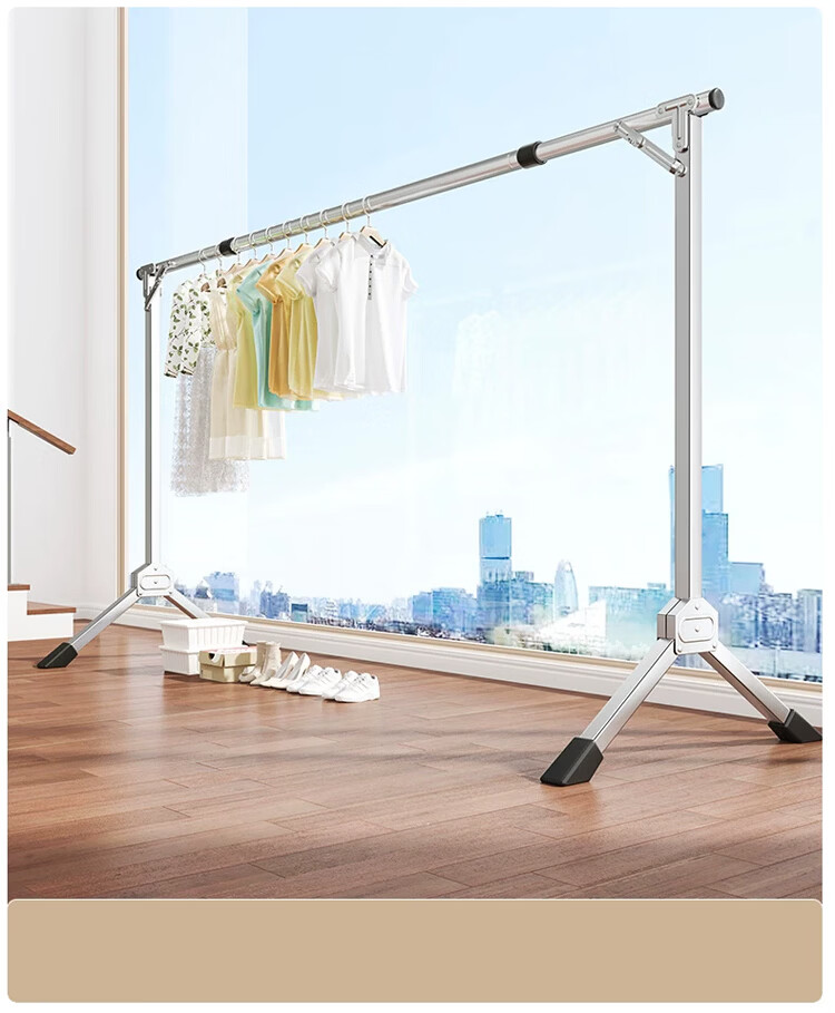 Huakai Star Floor-Standing Balcony Clothes Drying Rack Foldable Extendable YJ181 1.6m Adjustable Clothes Hanger No Installation Needed 15