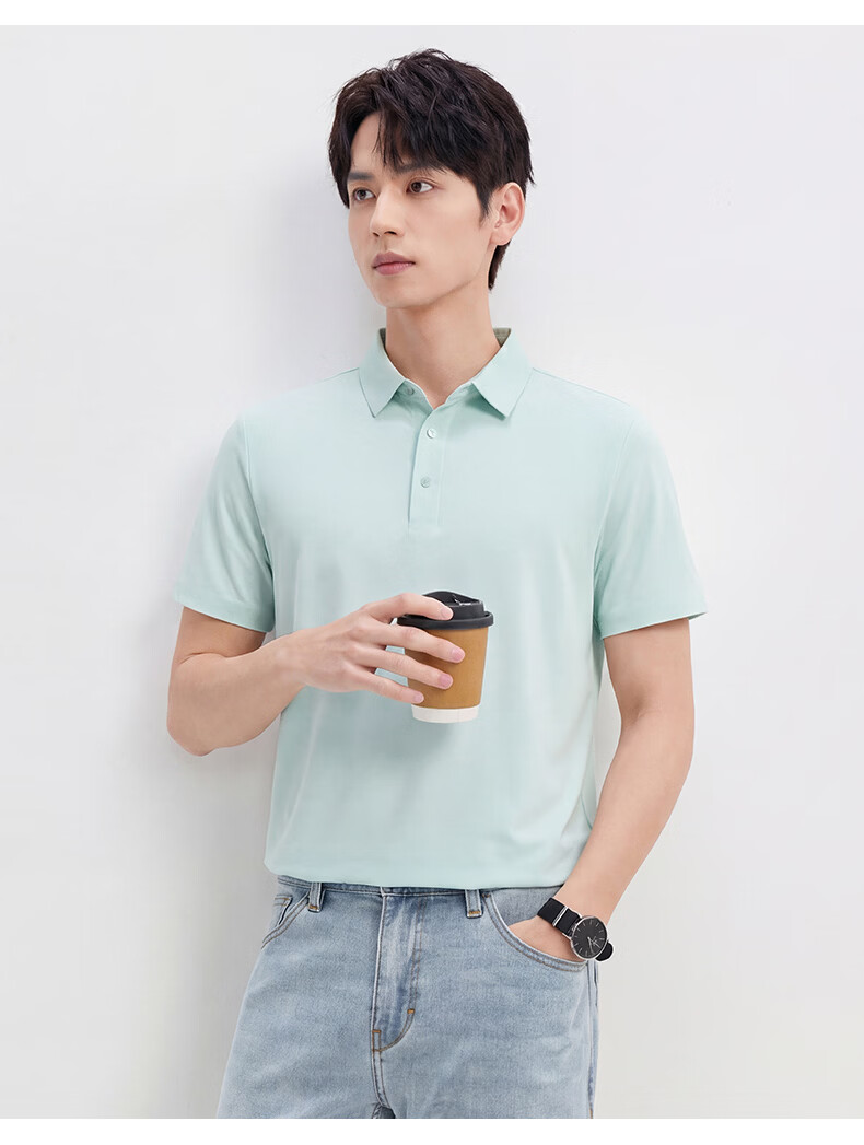 ROMON 7A Antibacterial Short Sleeve Polo Shirt Men Summer Cool Touch Sun Protection Business Shirt 17