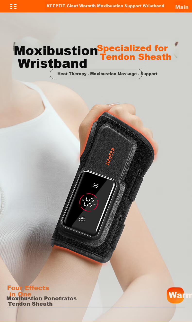 Kepufi Wrist Brace Heat Therapy Tendon Sheath Moxibustion Massage Device Wrist Support Joint Heating Instrument Practical Mother's Day Women's Birthday Gift WB01 Double 2