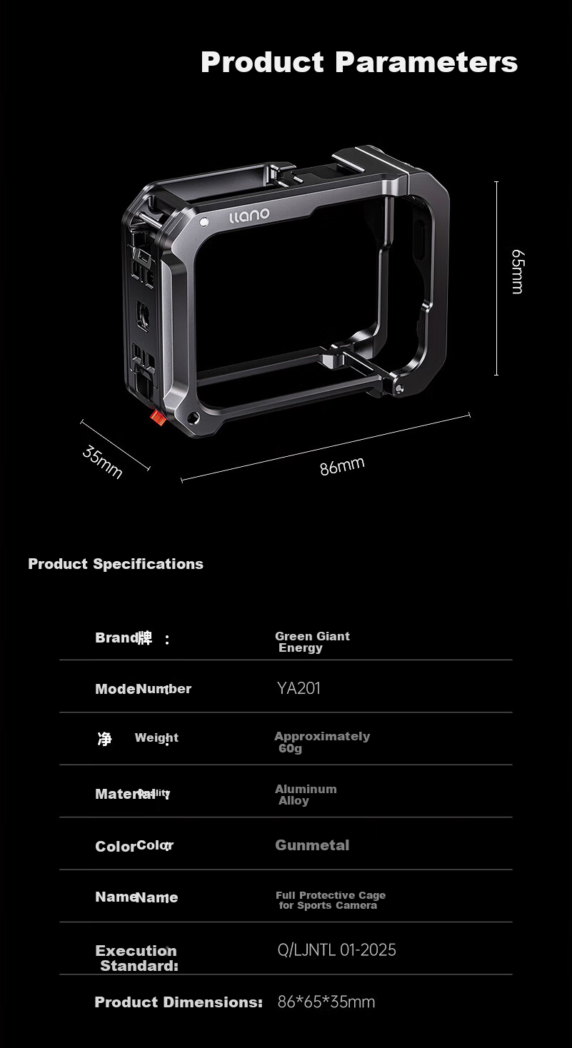 Llano Insta360 Ace Pro 2 Cage Protective Frame Full Coverage Shockproof Quick Release Vlog Photography Expansion Accessory for DJI Vertical and Horizontal Shooting 8