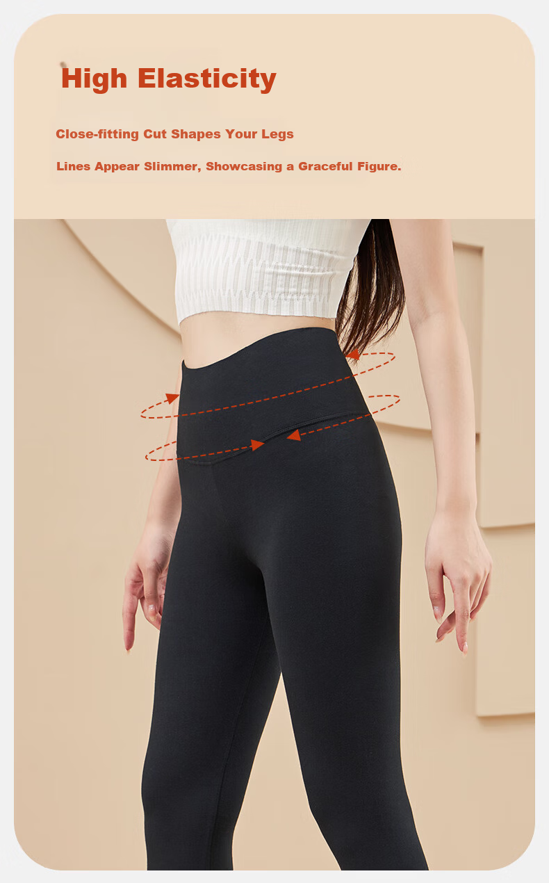 LangSha Women's Cotton Thermal Pants 10A Antibacterial Warmth Anti-Static Comfortable Soft Stretch Breathable High-Waist Single Thermal Leggings 6