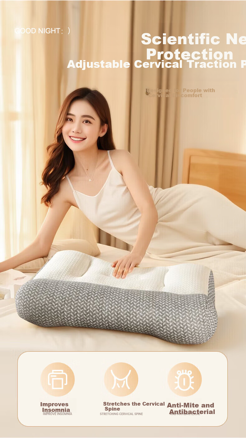 Jingyan Cervical Pillow Adult Sleep Aid Neck Support Pillow Cervical Spondylosis Deep Sleep Massage Heat Therapy Traction Pillow 4