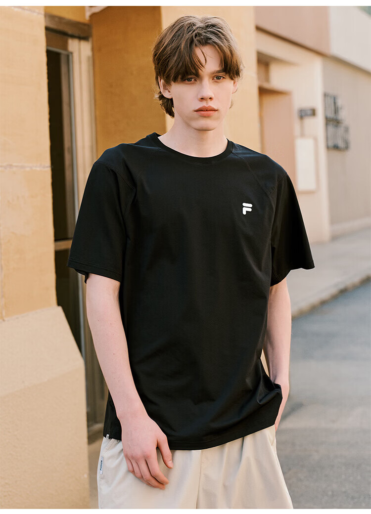 FILA Official Trendy Couple Knitted Dopamine Short Sleeve T-Shirt 26 Summer Quick-Dry Sports Tee 26
