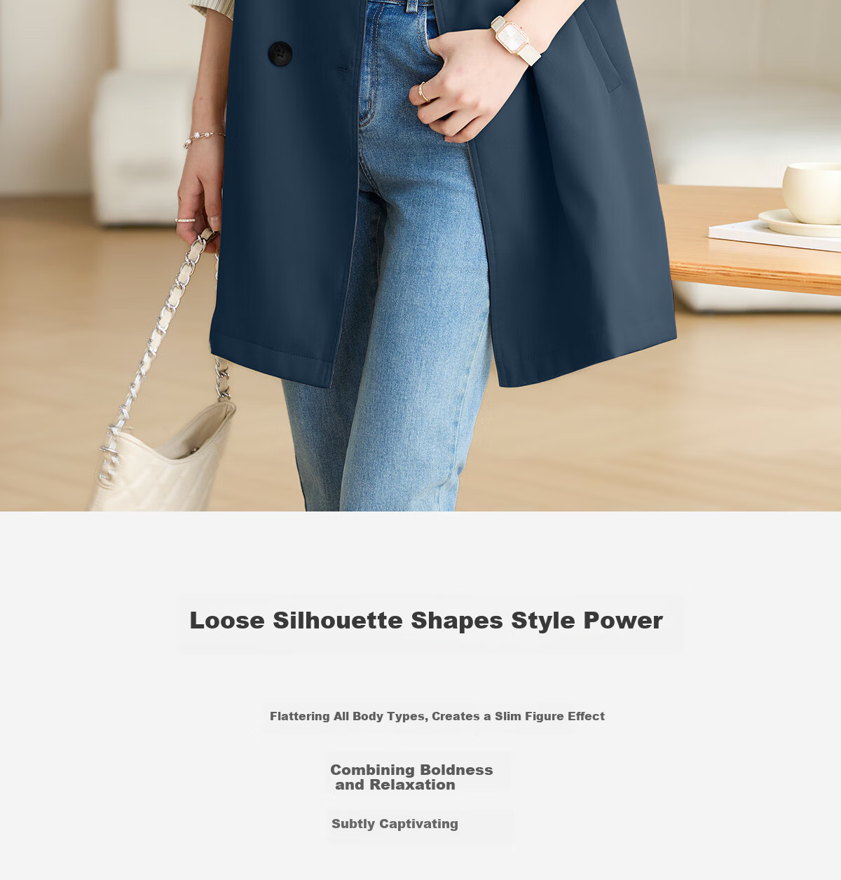 She Enjoy Casual Women's Mid-Length Trench Coat Blazer Collar Fashion Simple Jacket T13KF7478 5