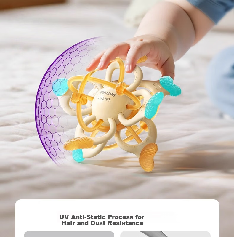 AVENT Philips Baby Manhattan Handheld Ball Teething Toy Food-Grade Silicone Chew Toy for Babies Preventing Hand Sucking 15
