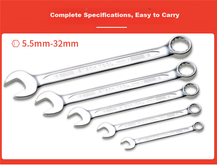 JETECH Dual-Use Wrench Set, Combination Open-End and Box Wrenches, 8-Piece Household Mechanical Repair Tool Set COM-S8 2