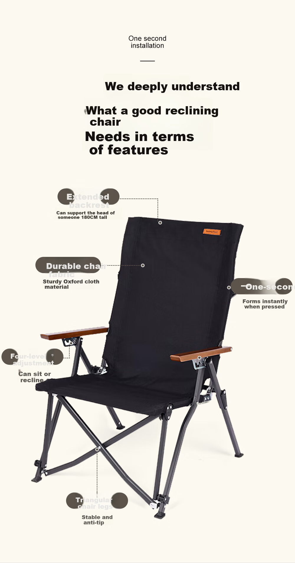 Shanfei Yunyouhai Dog Chair Outdoor Folding Chair Recliner Camping High Back Nap Chair Fishing Beach Chair Portable 1