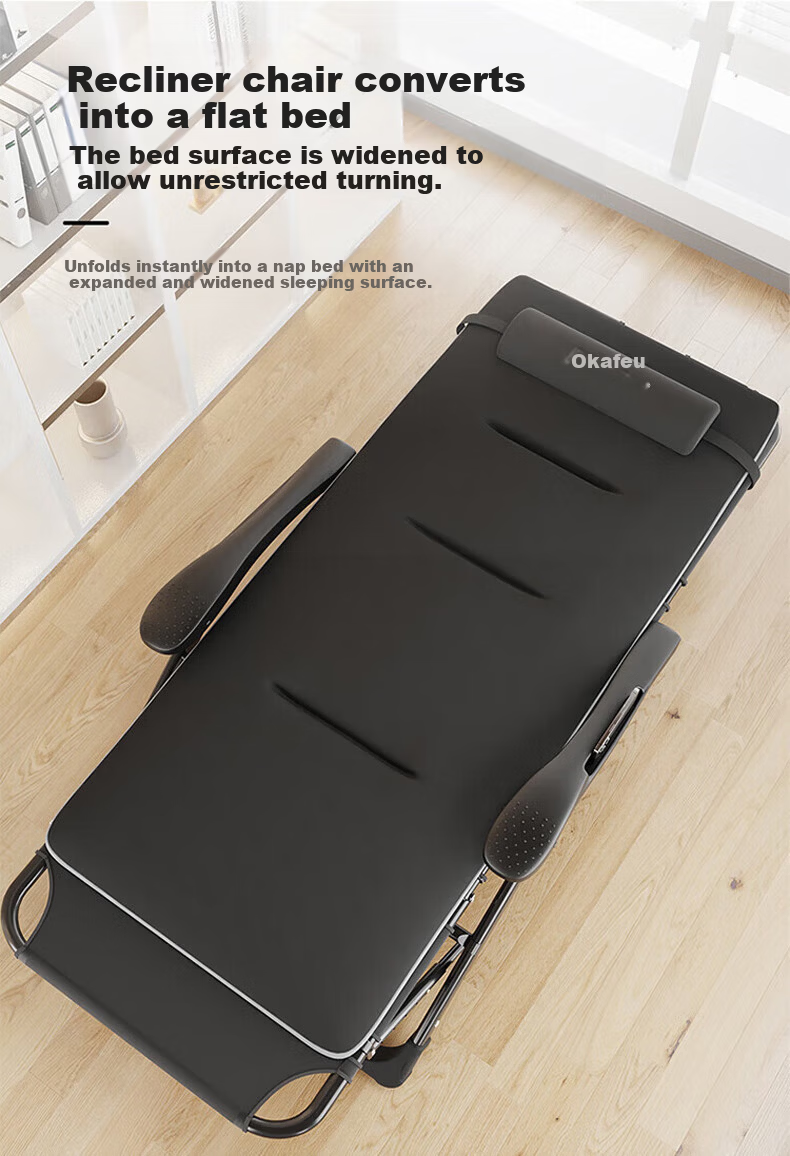 OKeefe Folding Bed Recliner Single Office Nap Bed Folding Chair Nap Chair Camp Bed Nap Sleeping Bed Sit and Lie 4