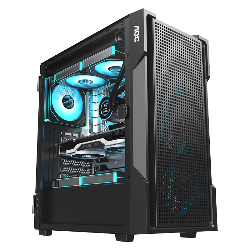 AOC CG397B Black Gaming Office Desktop Computer Case ATX Motherboard Support 240mm Water Cooling 8 Fan Slots Mesh Cooling 7 PCI Slots Compatible with 5070